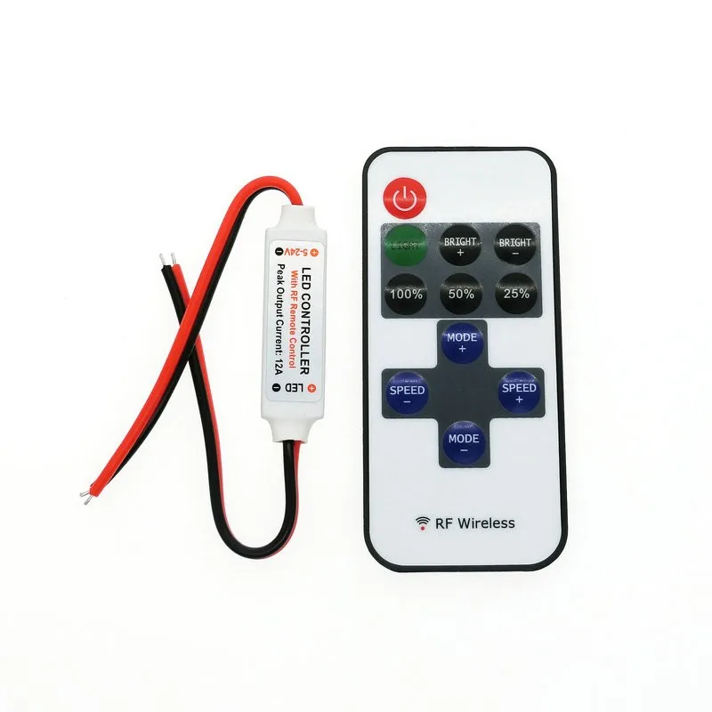 DC 5~24V RF Wireless Remote Control Drive 10m Remote Distance For Car Motorcycle LED Ambient Light Strip（Without battery）