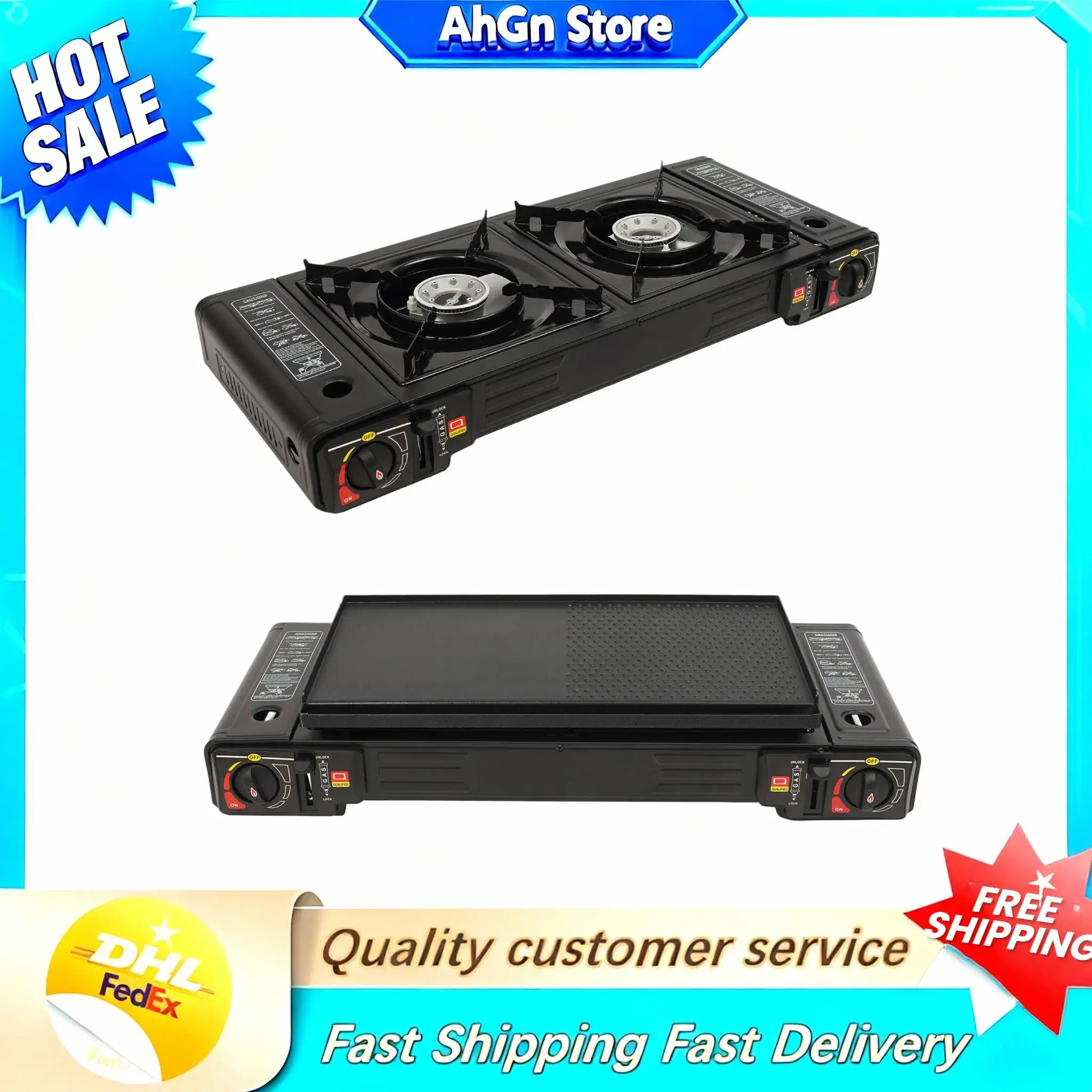 

2-конформерная походная плита, газовая портативная походная плита, походная плита с противнем для выпечки и портативным футляром