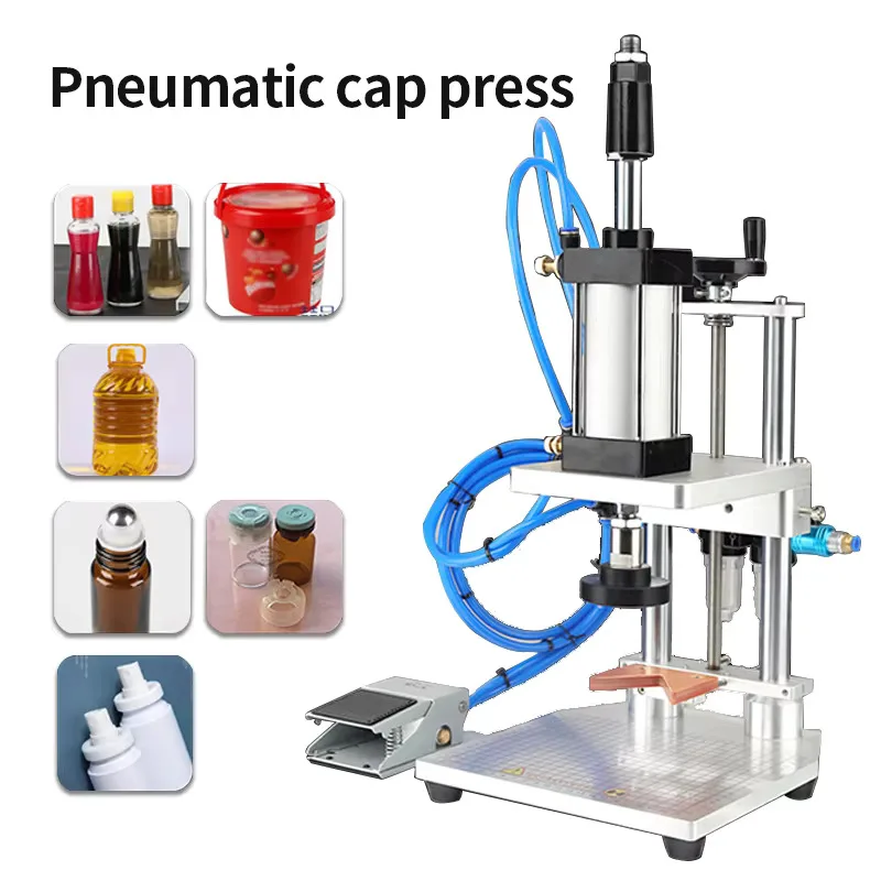 Pneumatic Plastic Glass Seasoning Bottle Press Capping Machine Perfume Vial Spray Cap Collar Pressing Machine Seal Tool