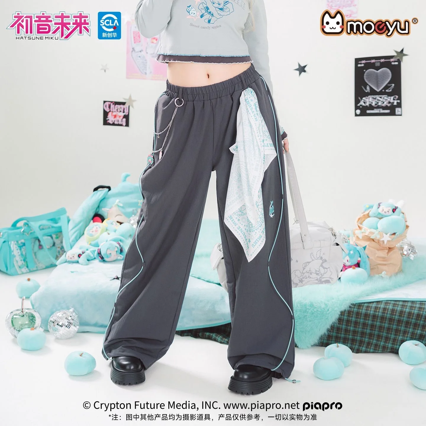 Moeyu Hatsune Miku Women Trousers Cargo Pants Vocaloid Cosplay Casual Costume Woman Clothing Girl Fashion Streetwear