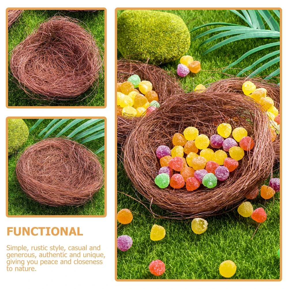 

16pcs Plate Decoration Outdoor Faux for Garden Party Easter Small Nest Ornament Cage Decorative Rustic Style Garden