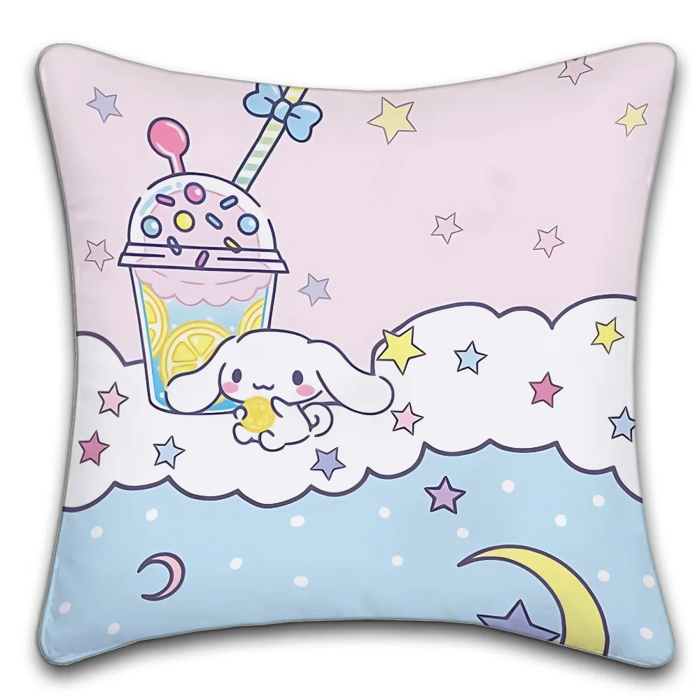 Sanrio Cinnamoroll Logo  Pillow Cushion Cover Pillowcase Living Room Sofa Home Decor Customized