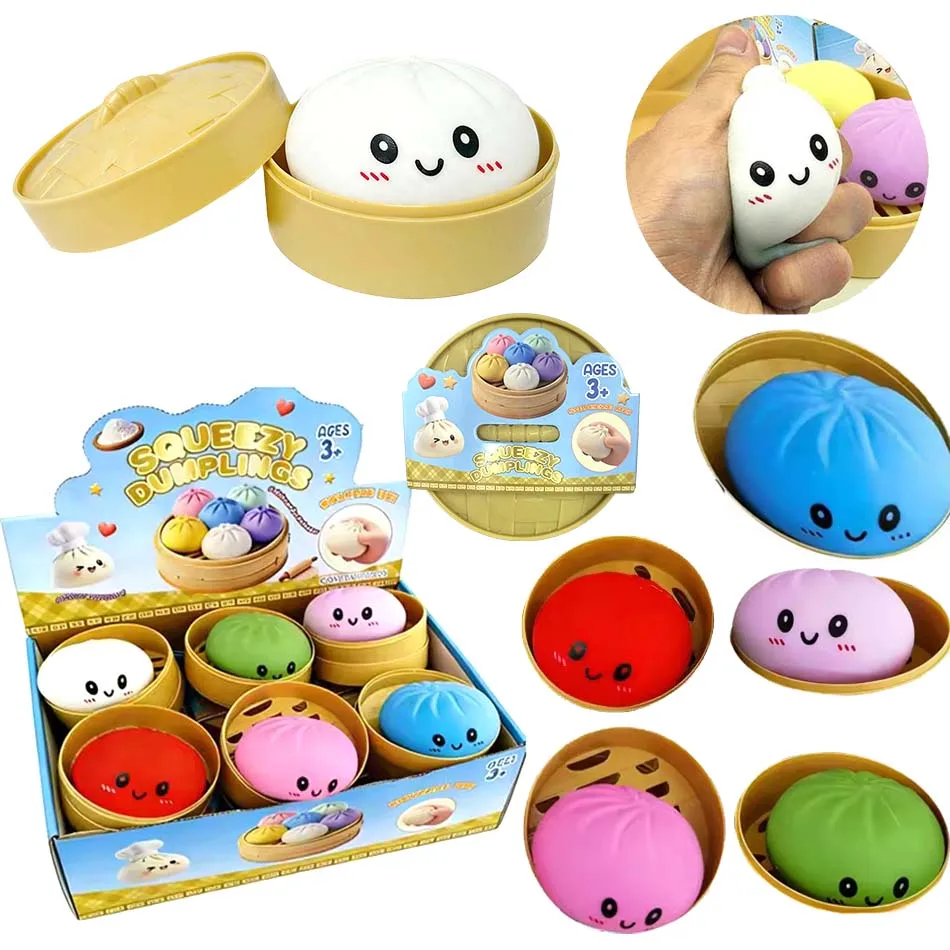2026-nouveaute-boules-anti-stress-colorees-en-forme-de-boulette-jouets-sensoriels-fidget-squishies-boulette-a-presser-avec-panier-vapeur-cadeaux