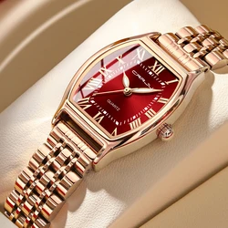 CRRJU Waterproof Women's Square Quartz Dress Watch Ladies Steel Bracelet Wristwatch Relogio Feminin