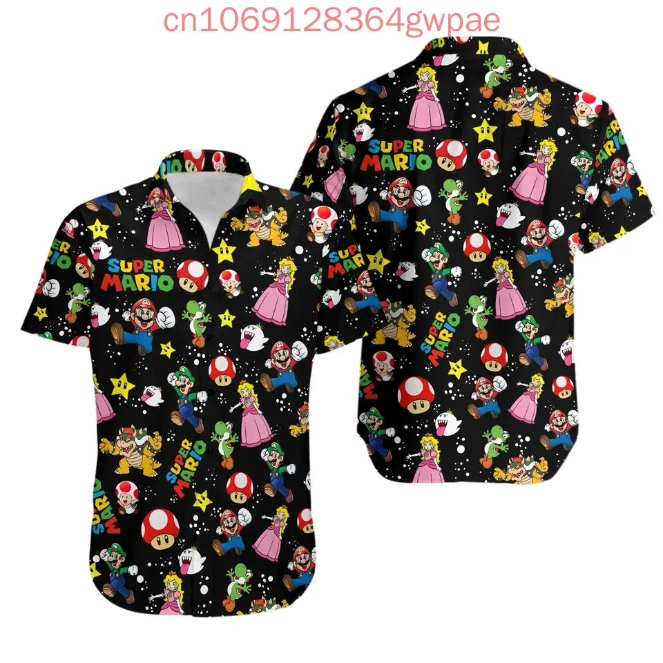 Super Mario Bowser Hawaiihemd Herren Damen Kinder Kurzarmshirt Sommer Casual Urlaub Strandhemd Mode Streetwear