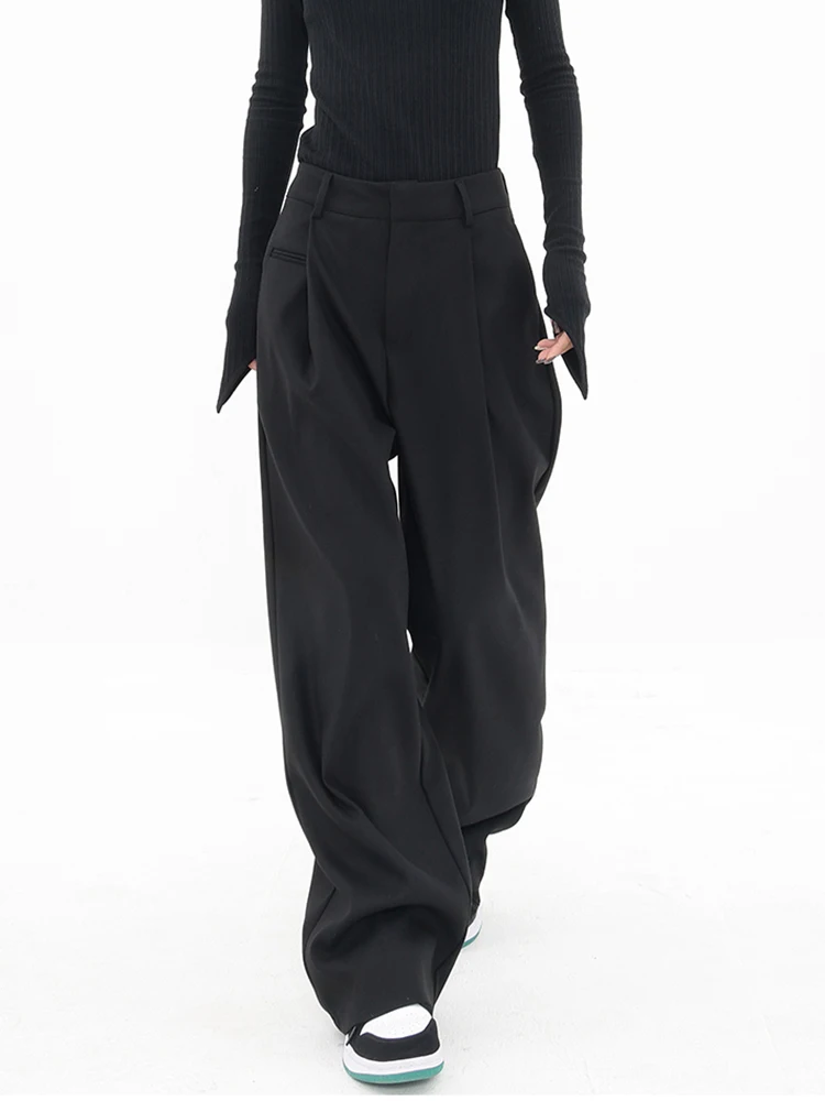 

2023 Spring Summer Pants Women Casual High Waist Korean Fashion Streetwear Ladies Elegant Black Straight Suit Trousers New