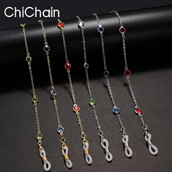 Water diamond Sunglasses Sunshade Chain Fashion Metal Mask Simple Pearl Gem Glasses Chain Charm Red Lanyard Glasses Frame Rope