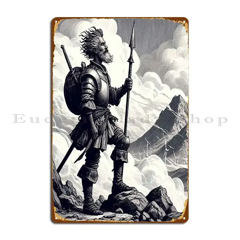 Don Spain Quixote Walks Through The Mountains Metal Sign Party Club Club Printing Retro Tin Sign Poster