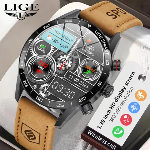 LIGE Business Smart Watch Men Bluetooth Call Health Monitor IP67 Waterproof Fitness Tracker Smart Bracelet Clock Smartwatch 2024