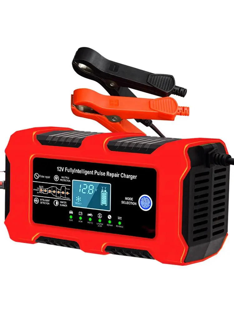 Großbildschirm-Autobatterieladegerät 10A 12V Auto-Motorrad-Batterie-Ladegerät für LKW Blei-Säure-Batterie Smart-Reparatur LCD-Display