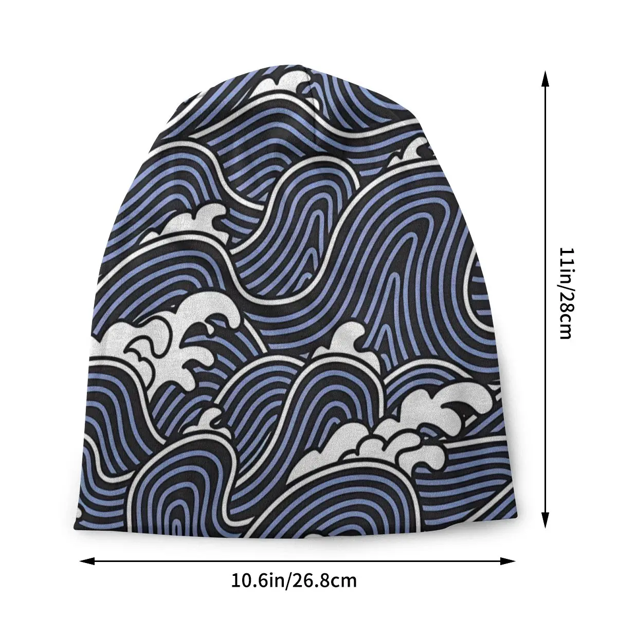 Blue Wave Pattern Japanese Wave Cap Men Women Paragraph Beanie Warm Fashion Hundred Take Ins Pullover Slouch Hiphop Bonnet Thin