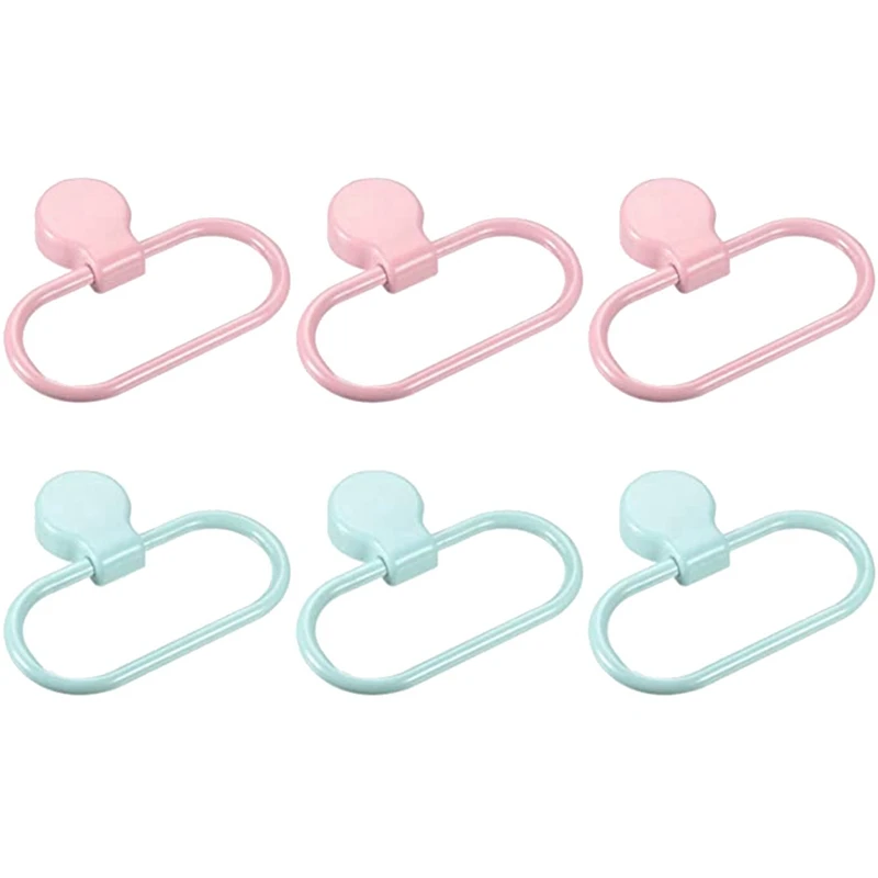 3 Set Wall Mounted Oval Towel Ring Holder Self-Adhesive For Bathroom Kitchen Accessories, Pink & Blue