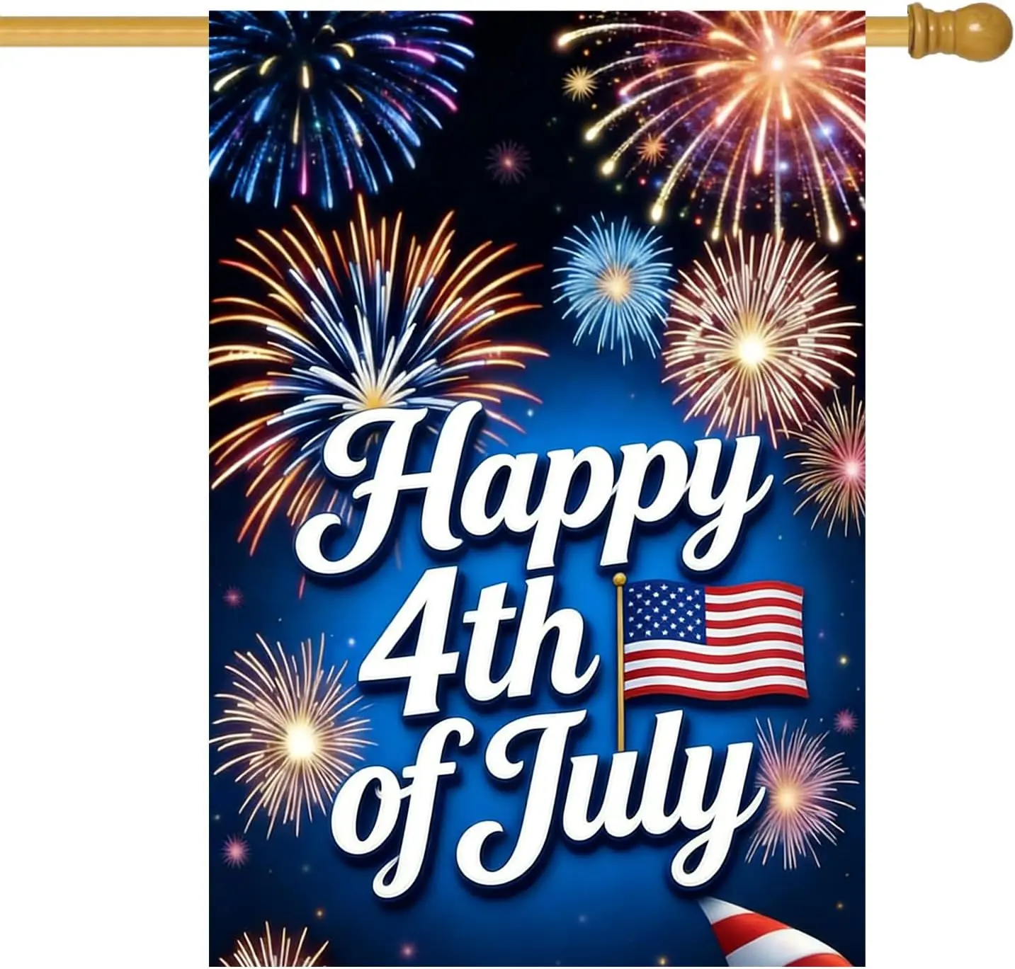 Large 4th of July Garden Flags for Outside 28 x 40 Double Sided, Burlap Patriotic House Flags, Large Outdoor Yard Flags Four jjp