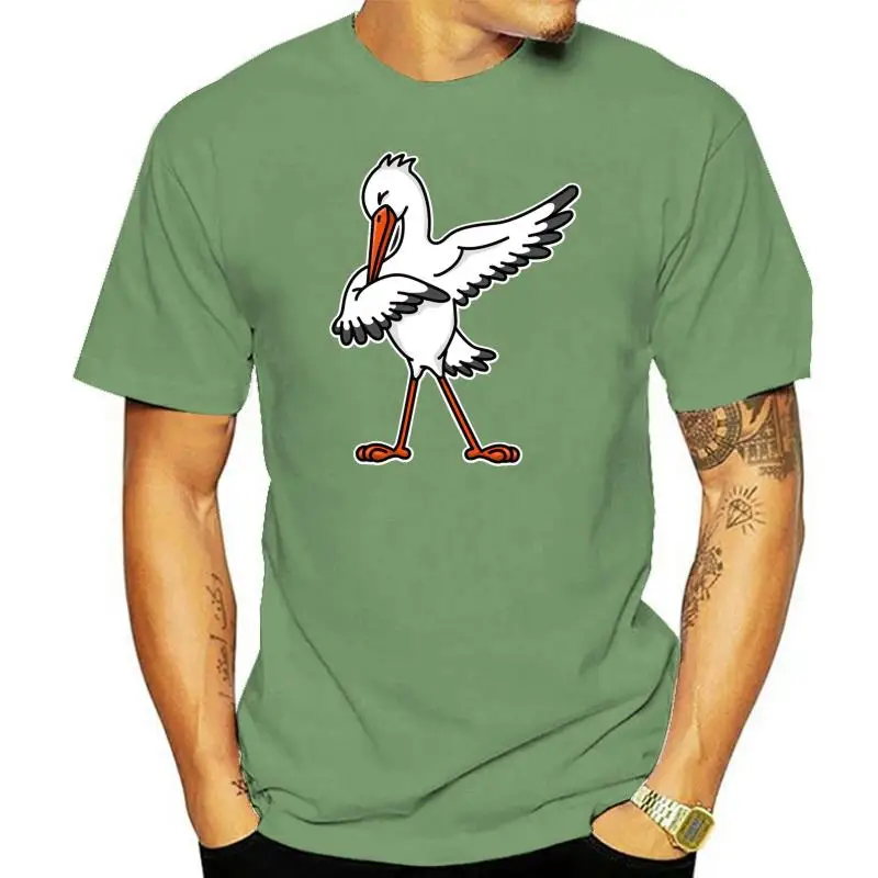 Men's Dab dabbing stork pregnancy announcement t shirt create 100% cotton  Costume Fitness Comical shirt