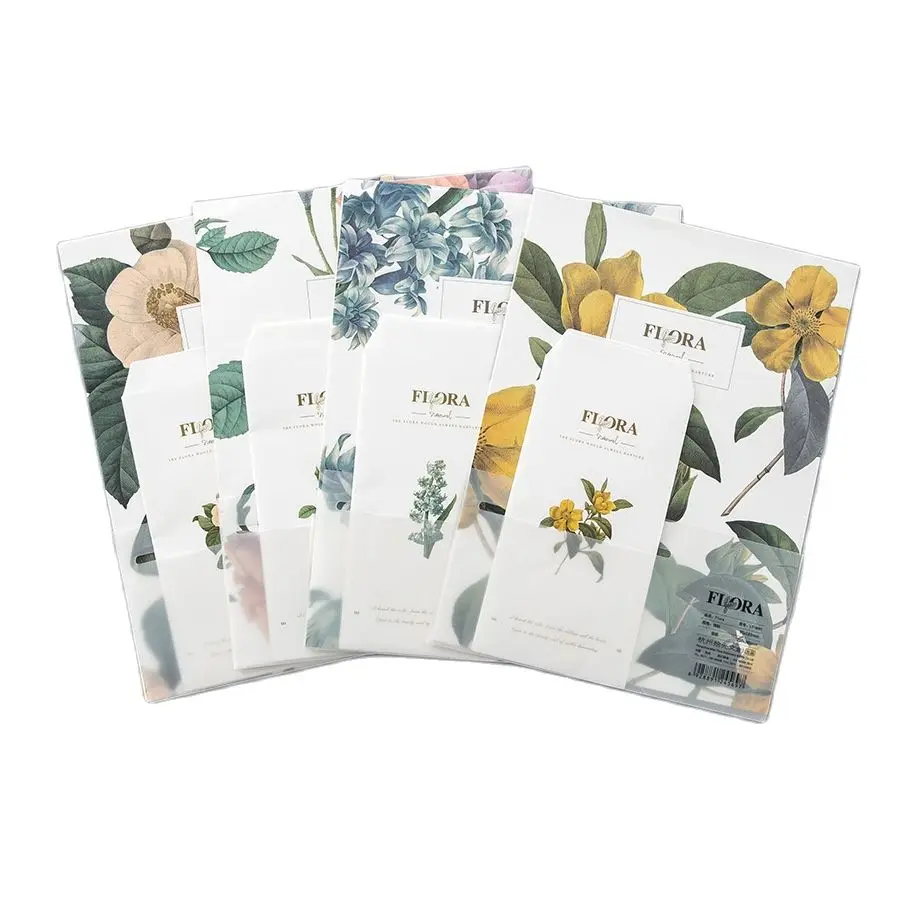 9 Pcs/Set 3 Envelopes+6 Writting Paper Flora Flowers Series Envelope Letter Paper Pads Stationery School Supplies