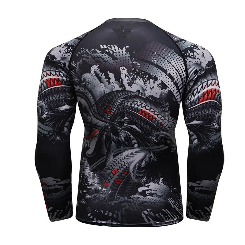 Brand New UFC BJJ MMA GYM Work Out Compression Rashguard T Shirt Men Exercise 3D Fitness Tights Bodybuild Cross Fit Rash Guard