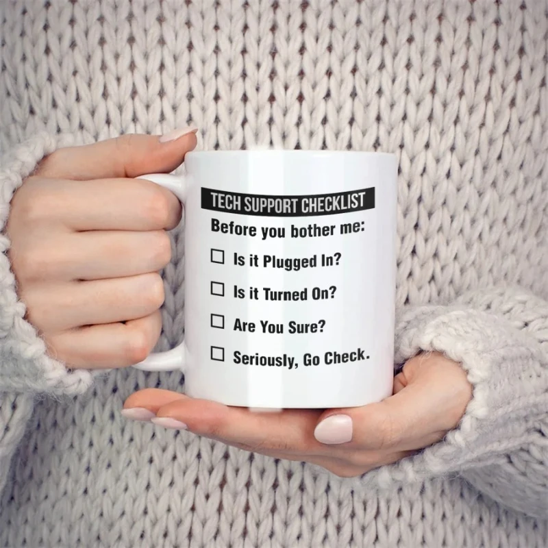 

Unisex Tech Support List Mugs, Birthday Coffee Ceramic Teacups