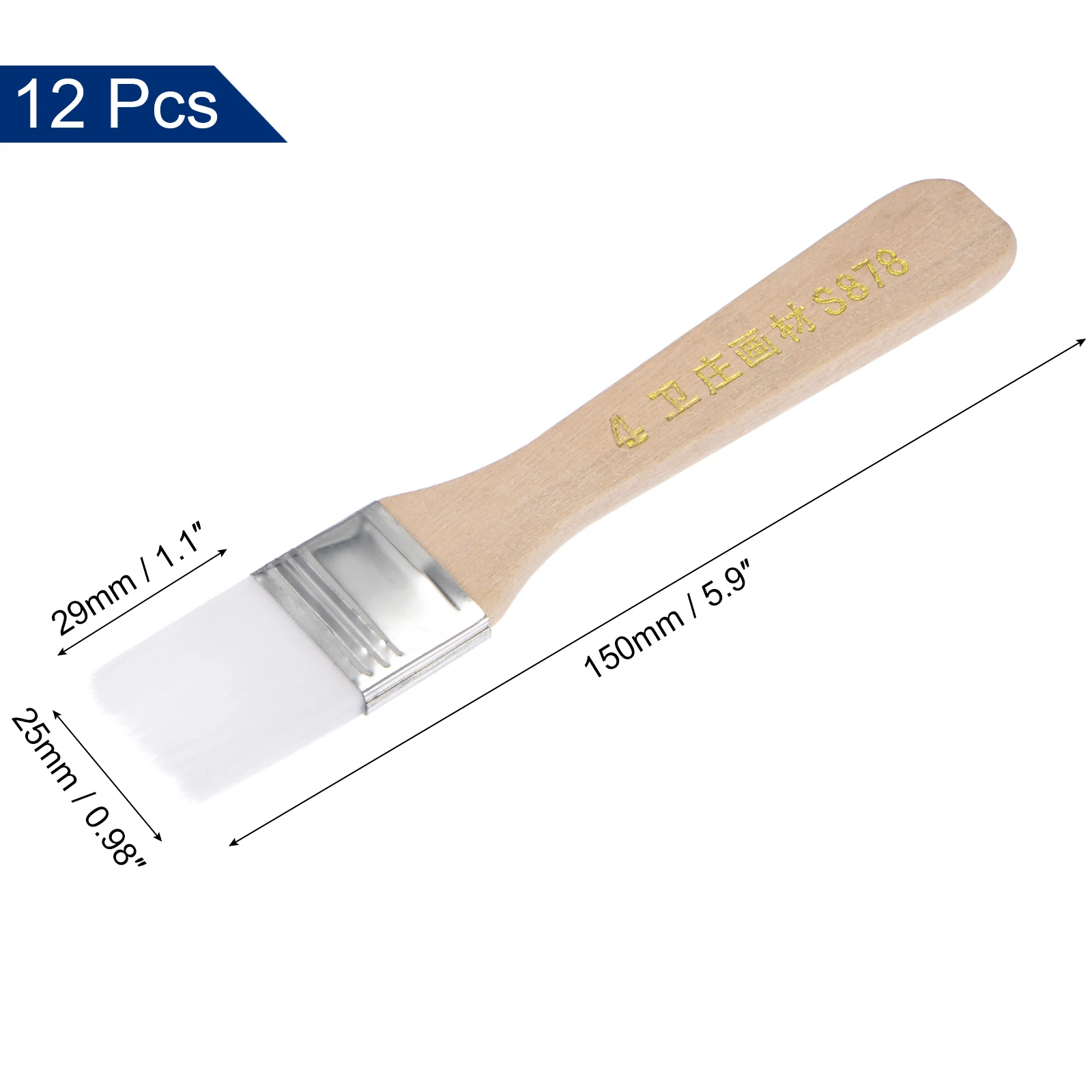 Uxcell 6 "Paint Brush 1" Largura Soft Nylon Cerdas com Cabo de Madeira para Parede, Armários, Cercas Branco 12 Pcs