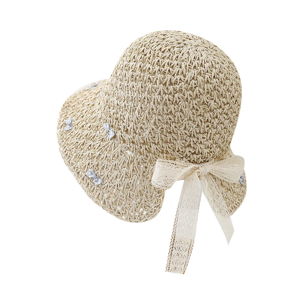 หมวกถังหญิงหมวกฤดูร้อนสําหรับผู้หญิงที่มีโบว์พับม่านบังแดดกลางแจ้งหวานอาทิตย์หมวกลําลอง Sunhat