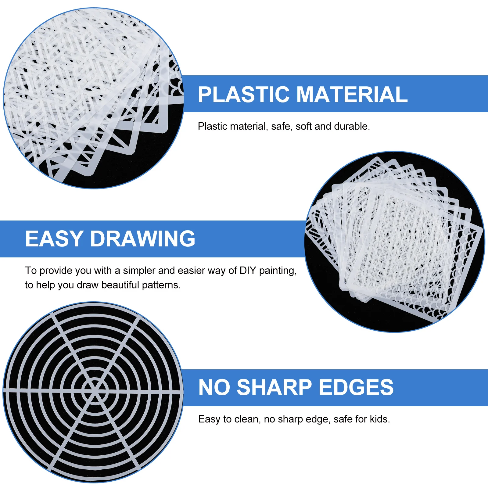 

9pcs Painting Stencils Hollow Design Reusable Geometric Templates For Diy Craft Scrapbook Art Projects Drawing Tools