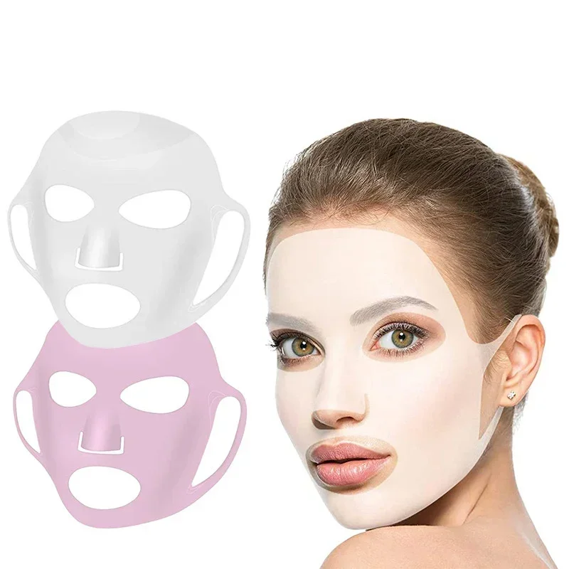 Silicone Face Mask Reusable Moisturizing Lifting Firming Anti Wrinkle V Shape Face Firming Gel Sheet Mask Ear Fixed Skin Care