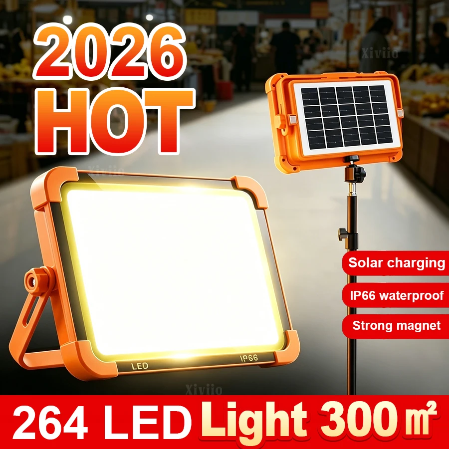 High Power Portable Camping Lantern TYPE-C/Solar Rechargeable LED Tent Camping Light Hangable Magnetic Outdoor Emergency Lantern