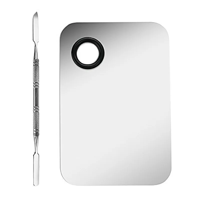 2X bandeja de paleta de maquillaje profesional maquillaje mixto paleta de base líquida de acero inoxidable herramientas de maquillaje de arte de acuarela