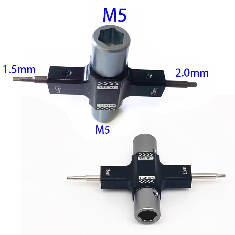 편도 1.5mm/2.0mm 베어링 도구가 내장된 M5 나사 너트 렌치 RC FPV 드론 모델용 스크루드라이버 릴리스 프로펠러 모터