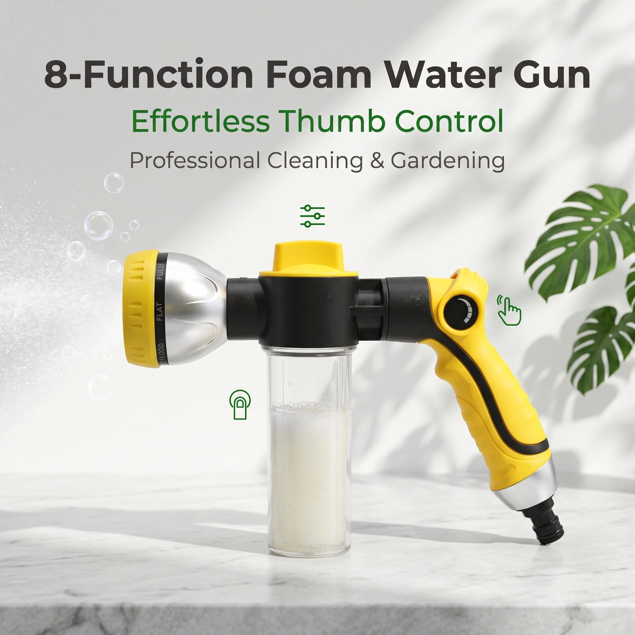 8 Function Foam Water Sprayer Gun Thumb Control High Pressure Car Washing Foam Cannon For Garden Irrigation Floor Wall Cleaning