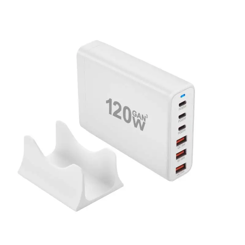 120W GaN 3C3A Charger 6 Ports USB Type C PD Charger Quick Charge 3.0 USB Type C Quick Charger Mobile Phone USB Charger
