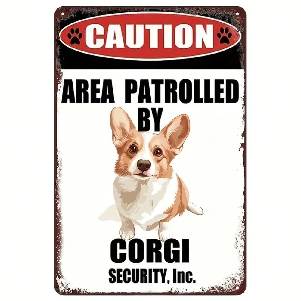 1pc Corgi Themed Retro Decor: Iron Sheet Painting! 