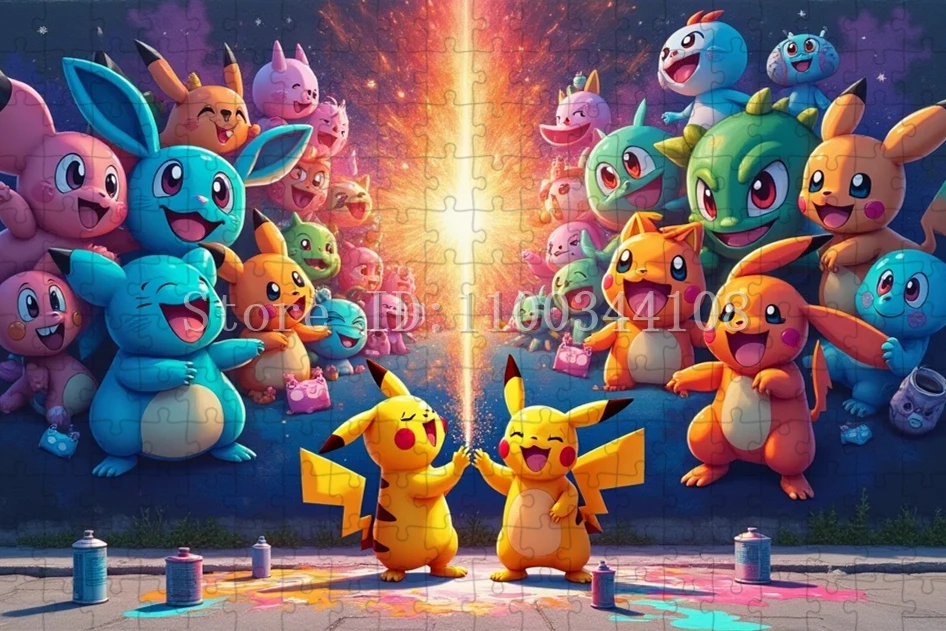 ตัวต่อจิ๊กซอว์ตัวละครโปเกมอน 300/500/1000 ชิ้น การ์ตูนอนิเมะญี่ปุ่น ของเล่นเกมเสริมสร้างความสัมพันธ์ในครอบครัว