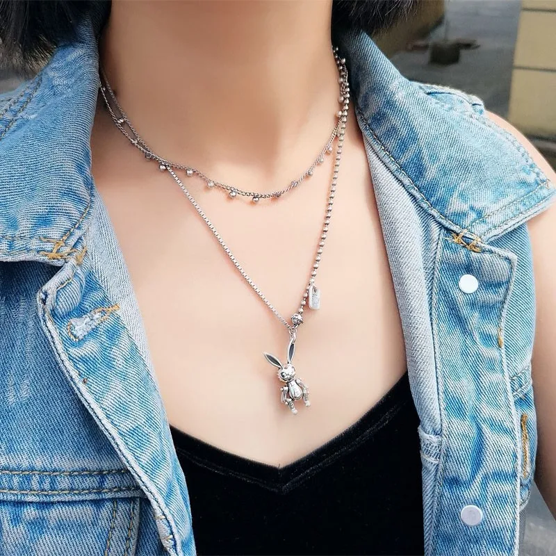 Wholeslae Rabbit Necklace South Korea Dongdaemun Hip Hop Hipster Retro Chain Temperament Retro influencer accessories