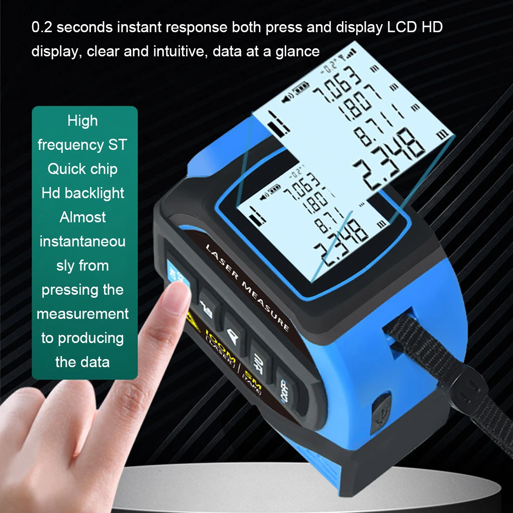 40/60/80/100M Meters Infrared Laser Distance Measuring Smart Energy Ruler 4-in-1 Laser Tape Measure Measuring Instrument
