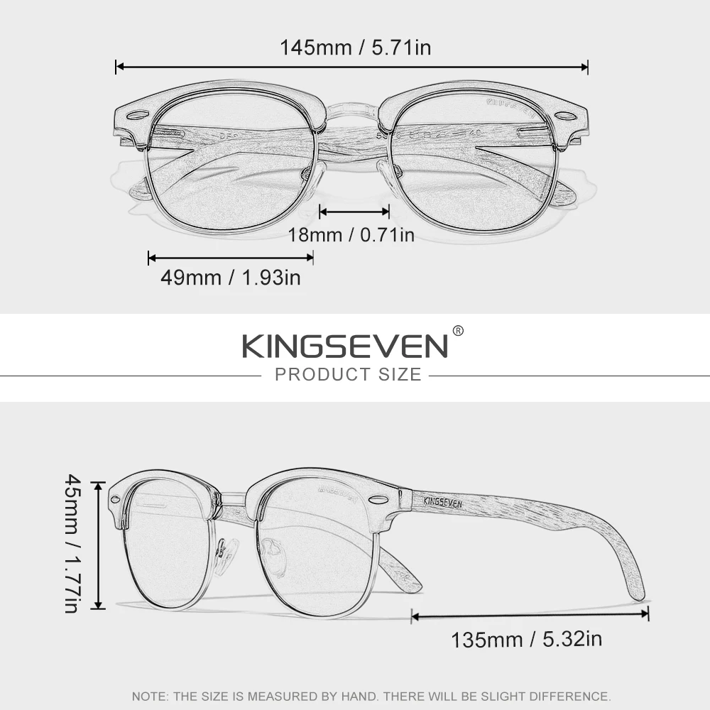 KINGSEVEN Retro-Sonnenbrille aus Walnussholz, polarisierte UV400-Brille für Männer und Frauen, modische Brille zum Fahren, Oculos – Detail 1