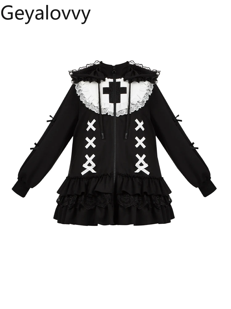 

Japanese Sweet Girls Stand Collar Long Sleeve Sweatshirt Jacket Spring Autumn New Versatile Slim Fit Solid Color Zipper Hoodies