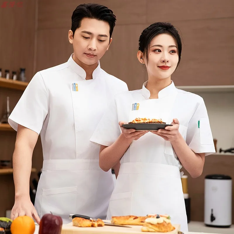 夏薄型通気性メッシュ半袖シェフジャケットケータリングホテルレストラン食堂ペストリーパン屋作業服キッチン服
