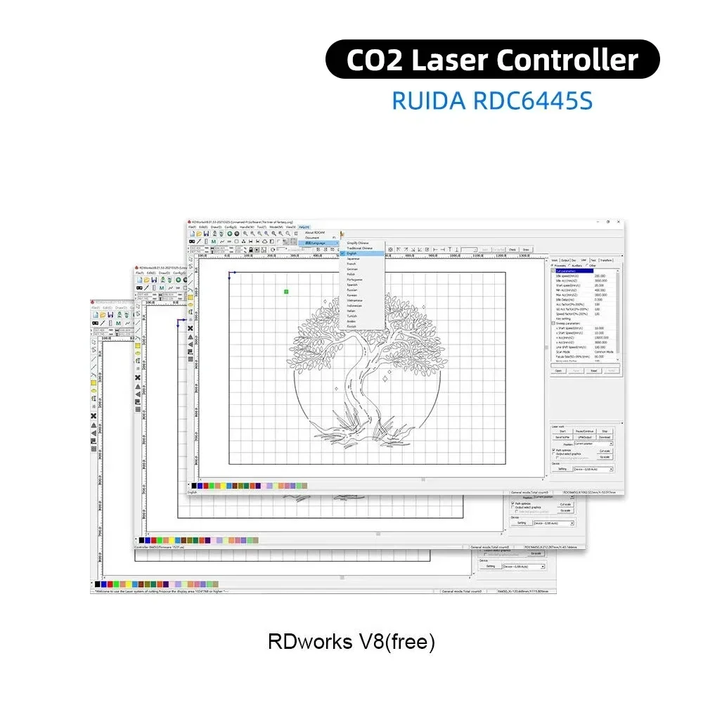 Ruida-Contrôleur Laser CO2 6445S RDC6445S, Mise à Niveau 6445 6445G RDC6445G, Systèmes pour Machine de Découpe et de Gravure