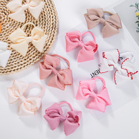 Solid Sweet Baby Headbands Princess Girls Candy Color Ribbon Bow Ealstic Nylon Hairbands Ties Ponytail  Rubber Band Kid Headwear
