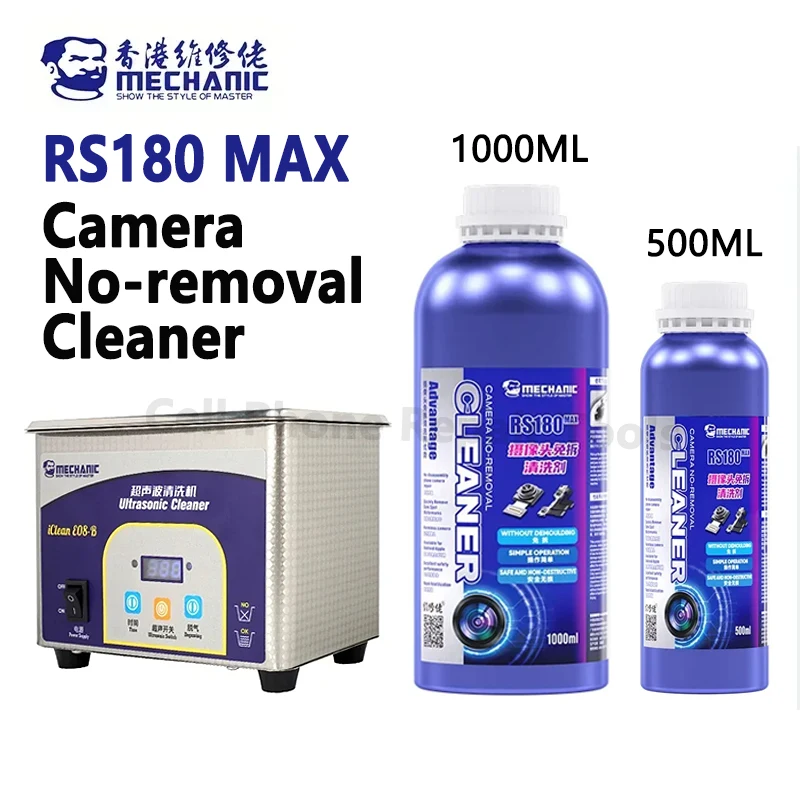 MECHANIC RS180 MAX 500ML 1000ML Non-removal Cleaner For Mobile Phone Rear Camera Watermark Black Spots Cleaner Repair Tools Kit