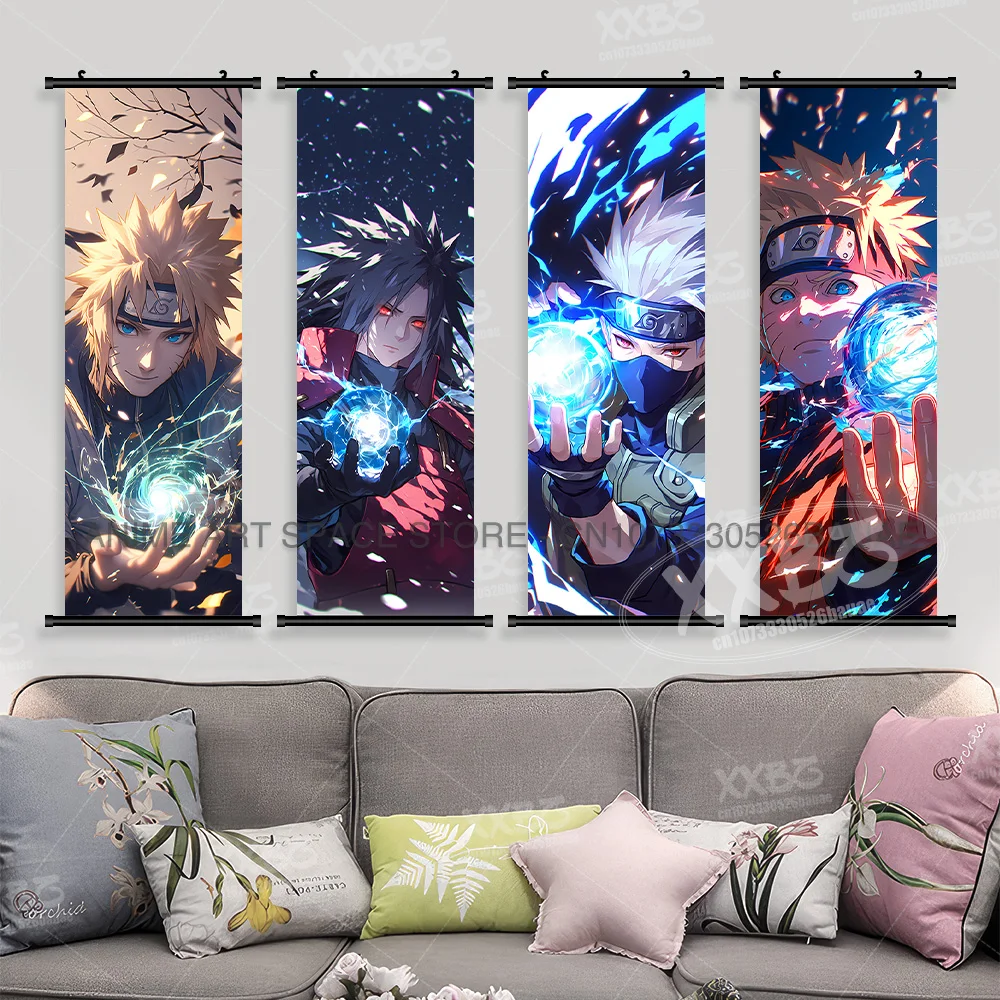 Japanische Anime Naruto Wandkunst Leinwand Schriftrollen Bilder Uchiha Sasuke Figuren Druck Zimmer Poster Hängende Malerei Home Decor – Detail 3