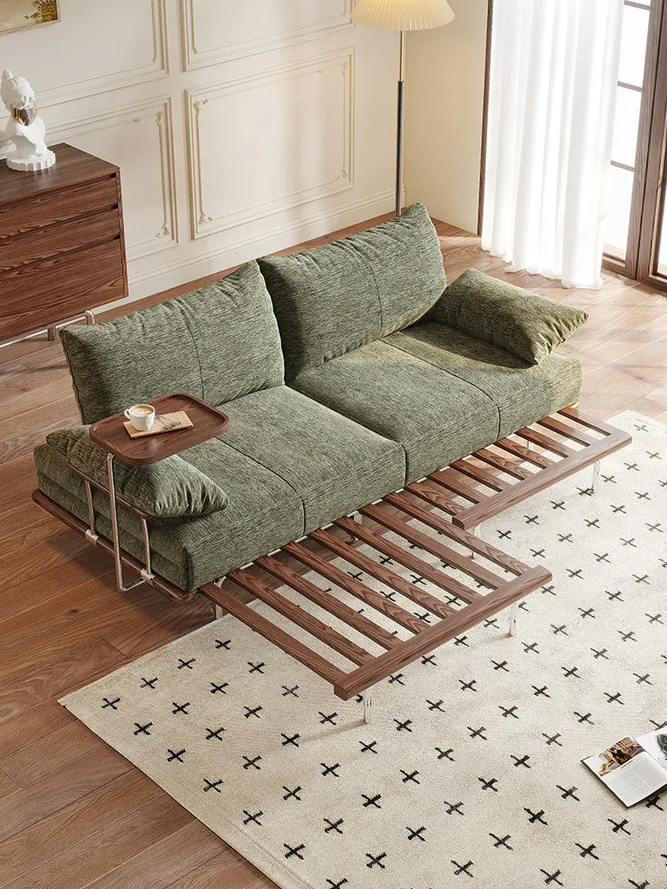 

ZML solid wood sofa bed folding dual-purpose telescopic fabric sofa removable and washable