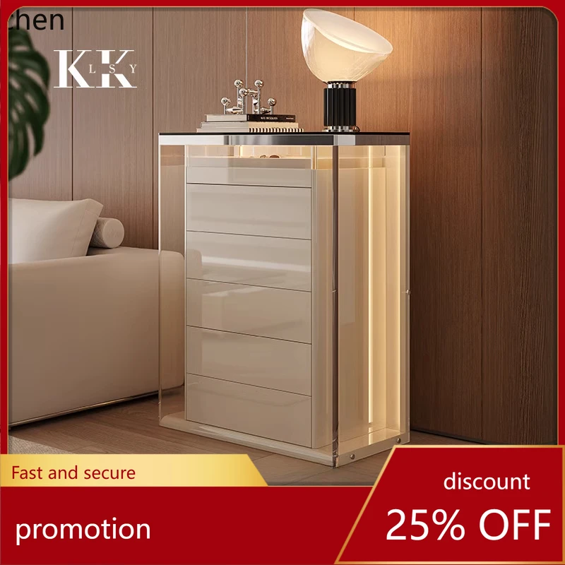 CZ light luxury six-chest cabinet cloakroom jewelry transparent jewelry cabinet bedroom high-end bedside cabinet