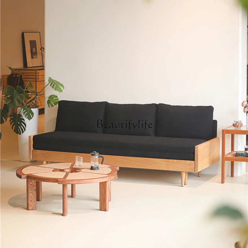 

Nordic cream style three-person living room fabric sofa casual Japanese modern sofa