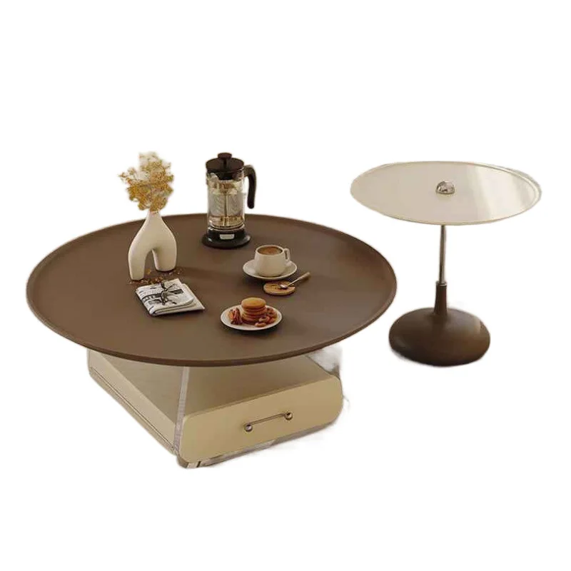 

Cream retro coffee table, French home simple living room modern acrylic round Internet celebrity new
