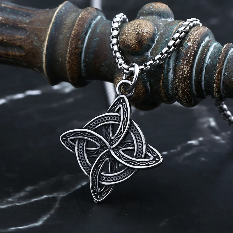 Colar de pingente de aço inoxidável Viking nó celta 316L para homens e mulheres, corrente camisola nórdica, jóias vintage, novo, 24