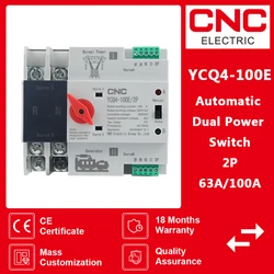 CNC 2P Din Rail 2P ATS Dual Power Automatic Transfer Switch Electrical Selector Switches Uninterrupted Power 63A 100A