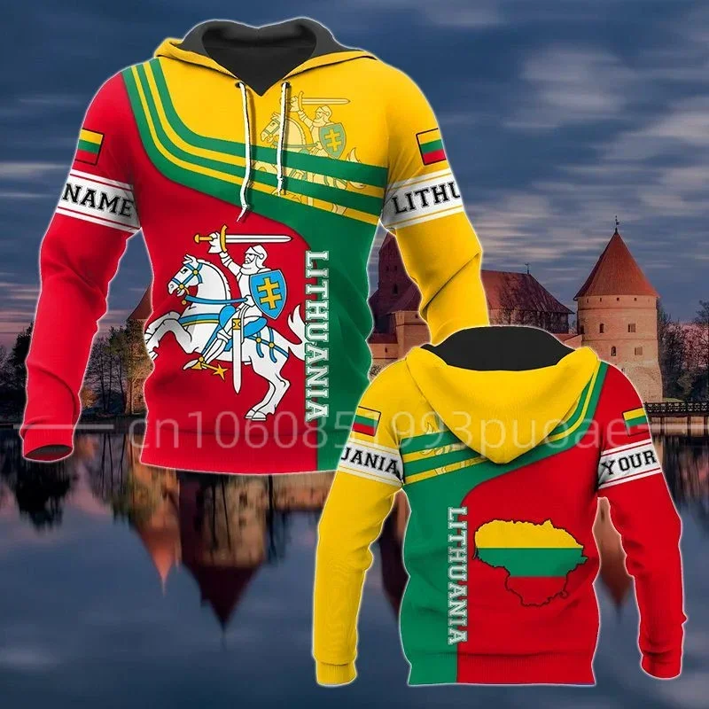 2024 Country Emblem Flag Lithuania Retro Tattoo Autumn Pullover Men/Women Tracksuit Jacket 3Dprint Streetwear Zip Hoodies