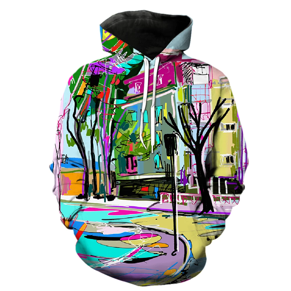 Abstract Art Graffiti Men's Hoodies Tops Fashion 3D Printed Sweatshirts With Hood Jackets Oversized Casual Streetwear Spring