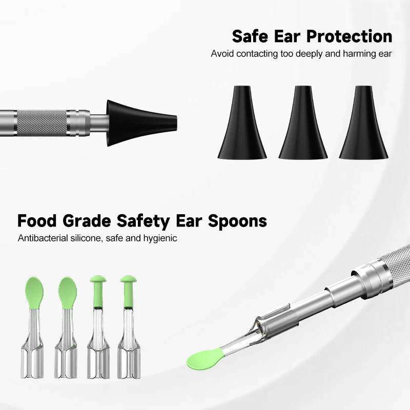 Visual Ear Camera 5'' IPS Screen HD1080P 3.9MM Digital Ear Sticks USB Ear Picker 6LEDs Ear Spoon Video Ear Wax Removal 3000mAh